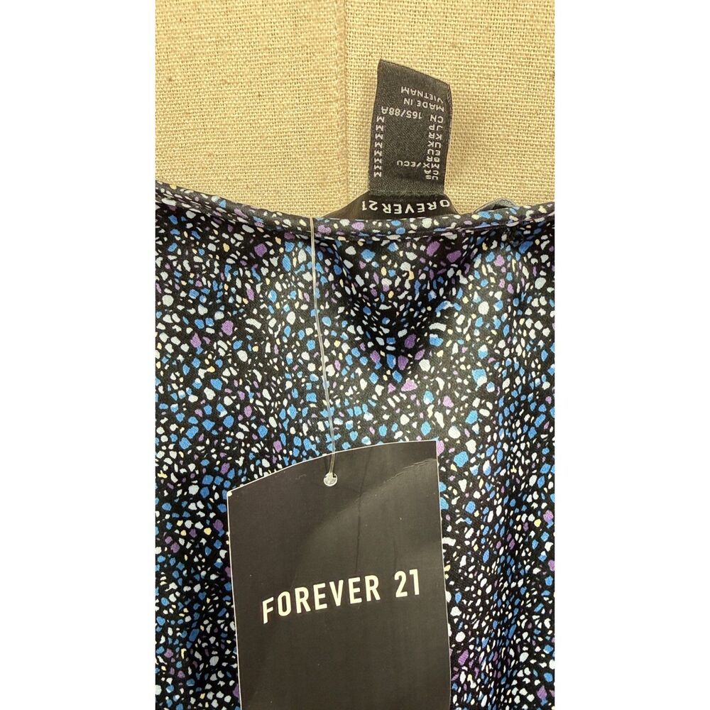 Forever 21 | NWT | Blue and Black Woven Slip Dress Maxi with Black Lace | Sz M - Picture 4 of 6